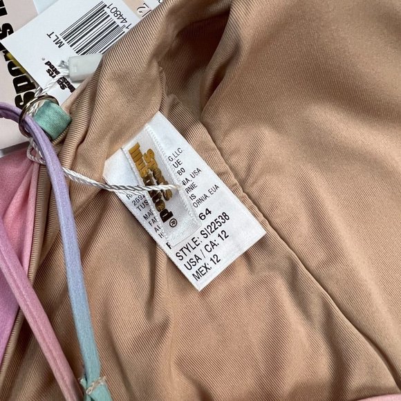 Sports Illustrated Rainbow Print One Piece Swimsuit Size 12 Plunge Neck Maillot - Picture 6 of 9